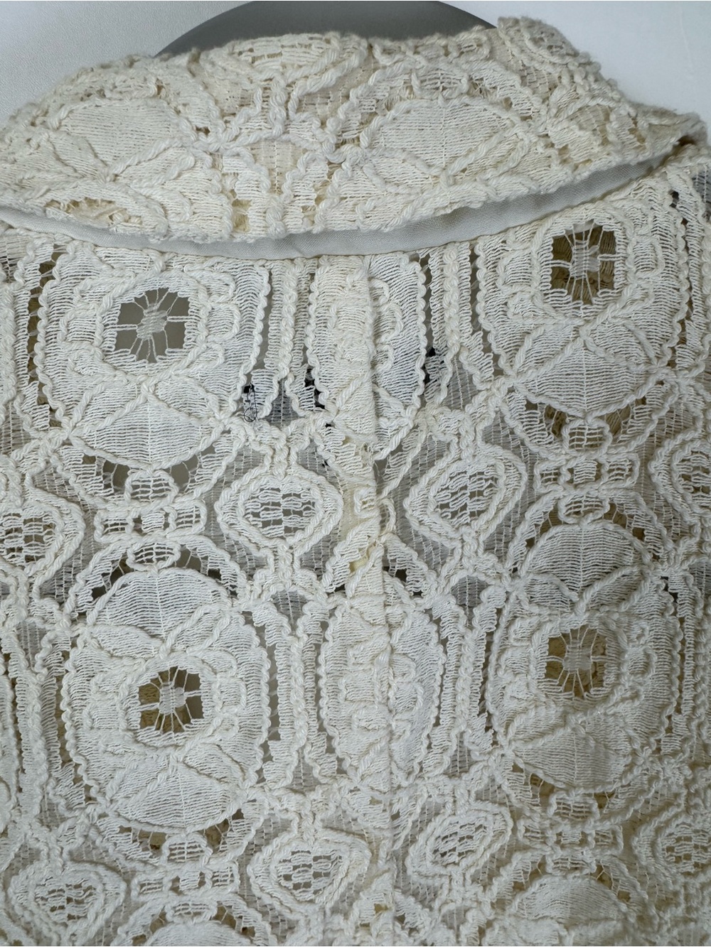 For Cynthia Ivory Floral Lace Blazer Jacket Women’s Medium Open Front Boho Cotta - Picture 13 of 15